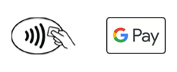 Icona contactless e logo Google Play.